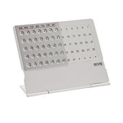 1pc Mini Ultra-thin Desktop Calendar Metal Perpetual Calendar Yearly Agenda Organizer for Home Office (Silver)